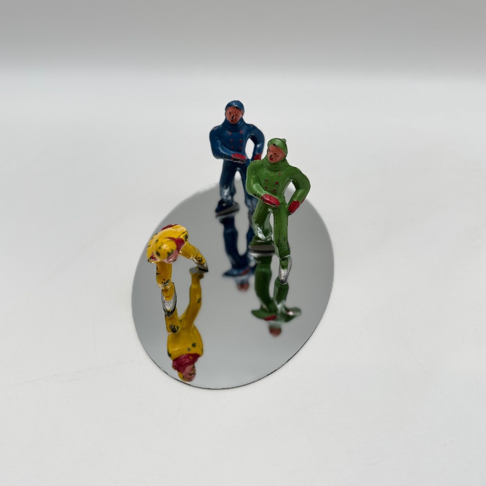 Vintage Barclay Ice Skater Figurines Multi Color Dimestore Cast Miniature Set